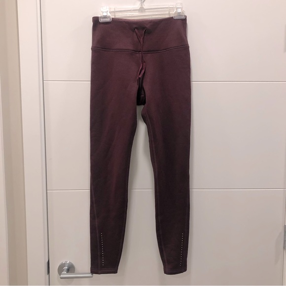Fleece-lined leggings - plum colour - Picture 1 of 6